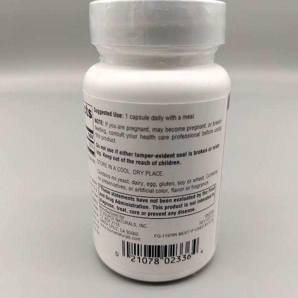 Uso y avisos de la Vitamin D-3 Source Naturals: 1 cápsula al día con una comida, sellos y fuera del alcance de niños