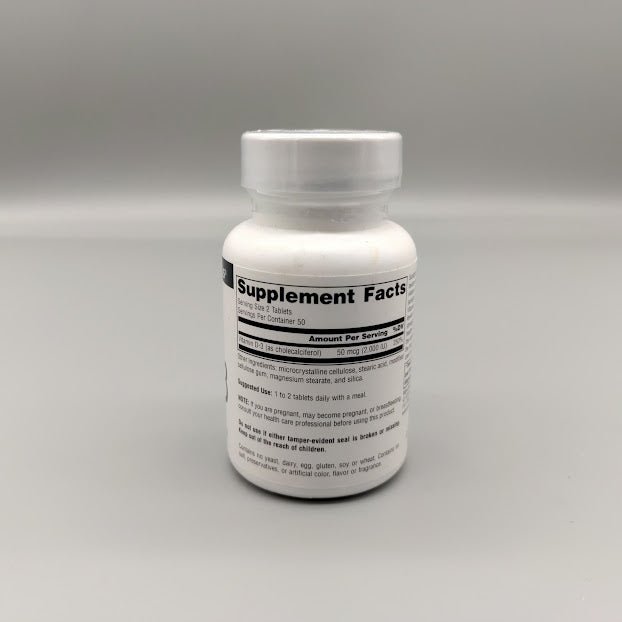 Vitamin D-3 - BioActive Form For Bone and Immune Health - 1000IU - 100 Tablets de Source N — etiqueta con los ingredientes
