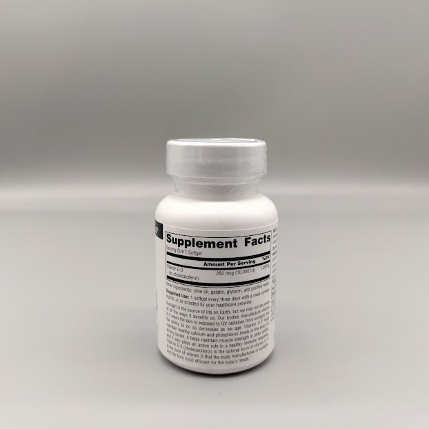 Vitamina D-3 - 10,000 IU - 60 Softgels - Source Naturals