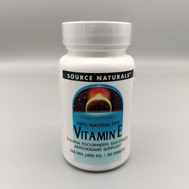Vitamina E - 400 IU - 50 Tablets - Source Naturals (foto de archivo)