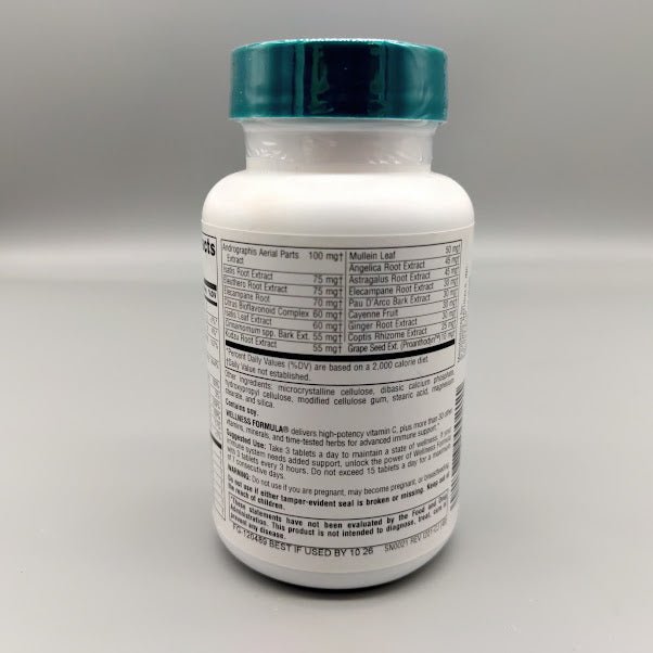 Wellness Formula Source Naturals, Apoyo Inmune Avanzado 45 Tabletas — vista posterior del envase