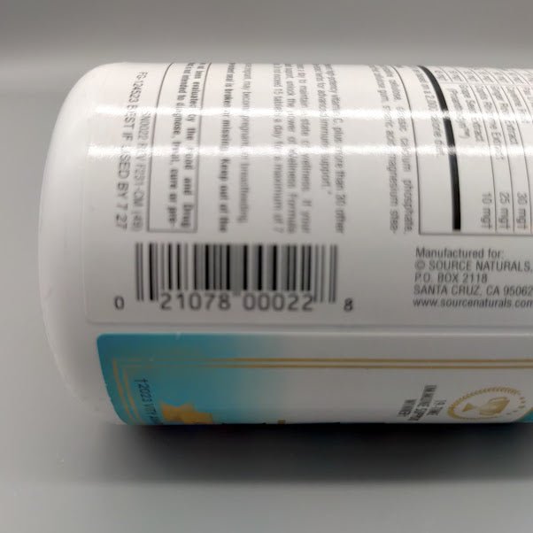 Wellness Formula Source Naturals, Apoyo Inmune, 90 Tabletas — vista lateral del envase
