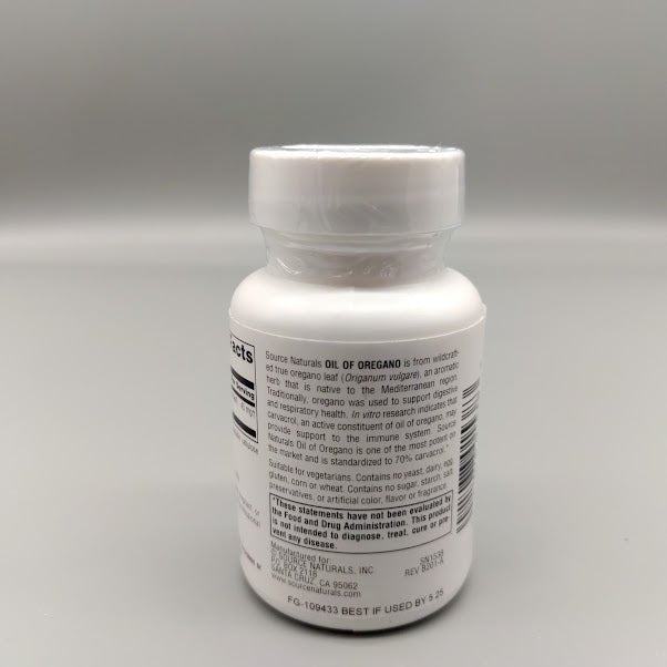 Wellness Oil of Oregano 30 Capsules de Source Naturals — vista posterior