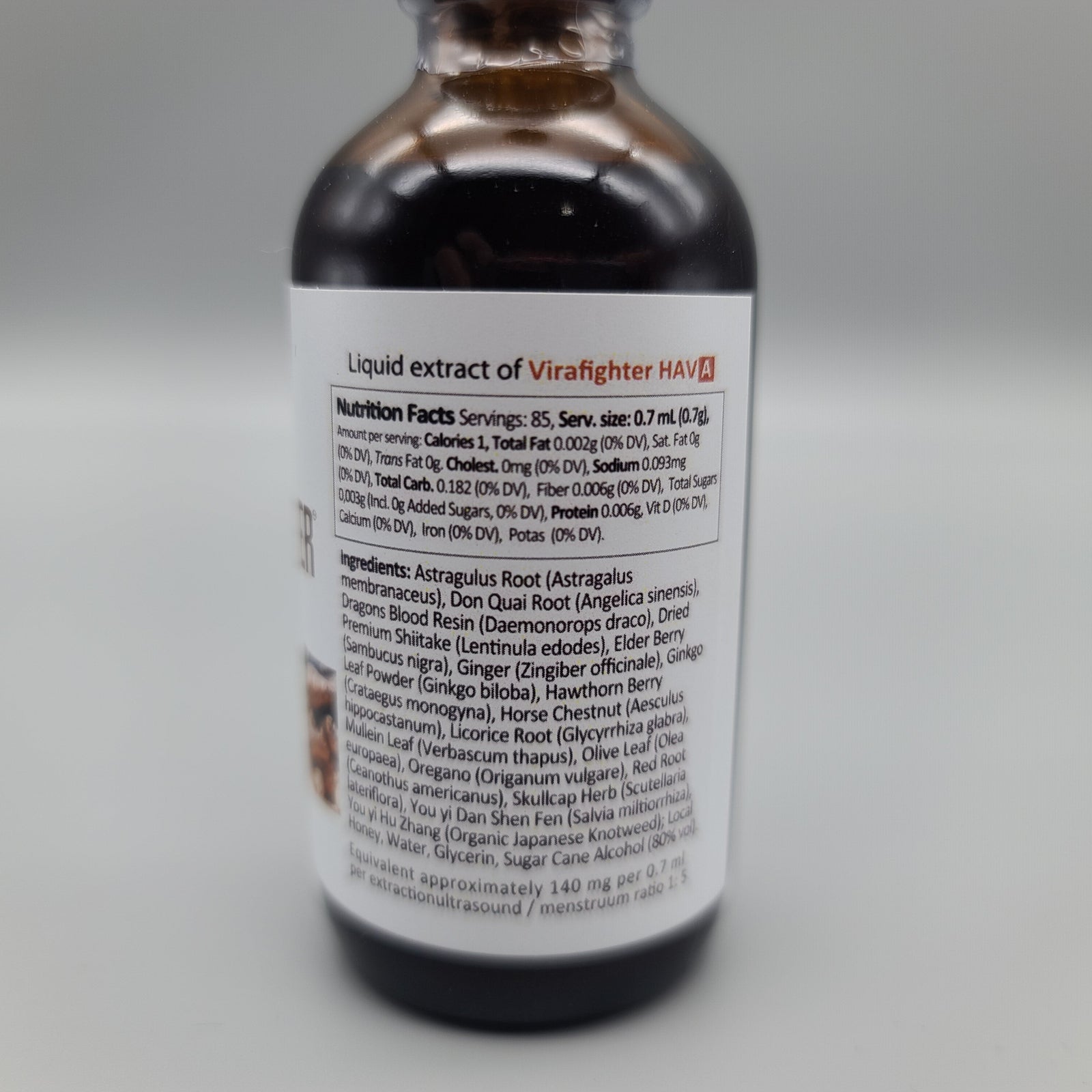 Vira Fighter HAV-A 2 oz Mezcla Herbal para las Defensas de E & D Herbs — etiqueta del producto