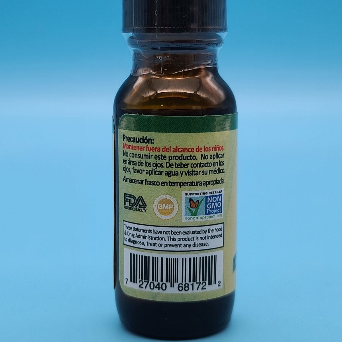 Aceite de Ratero E&D Herbs 15 ml, precauciones de la etiqueta (foto de archivo)