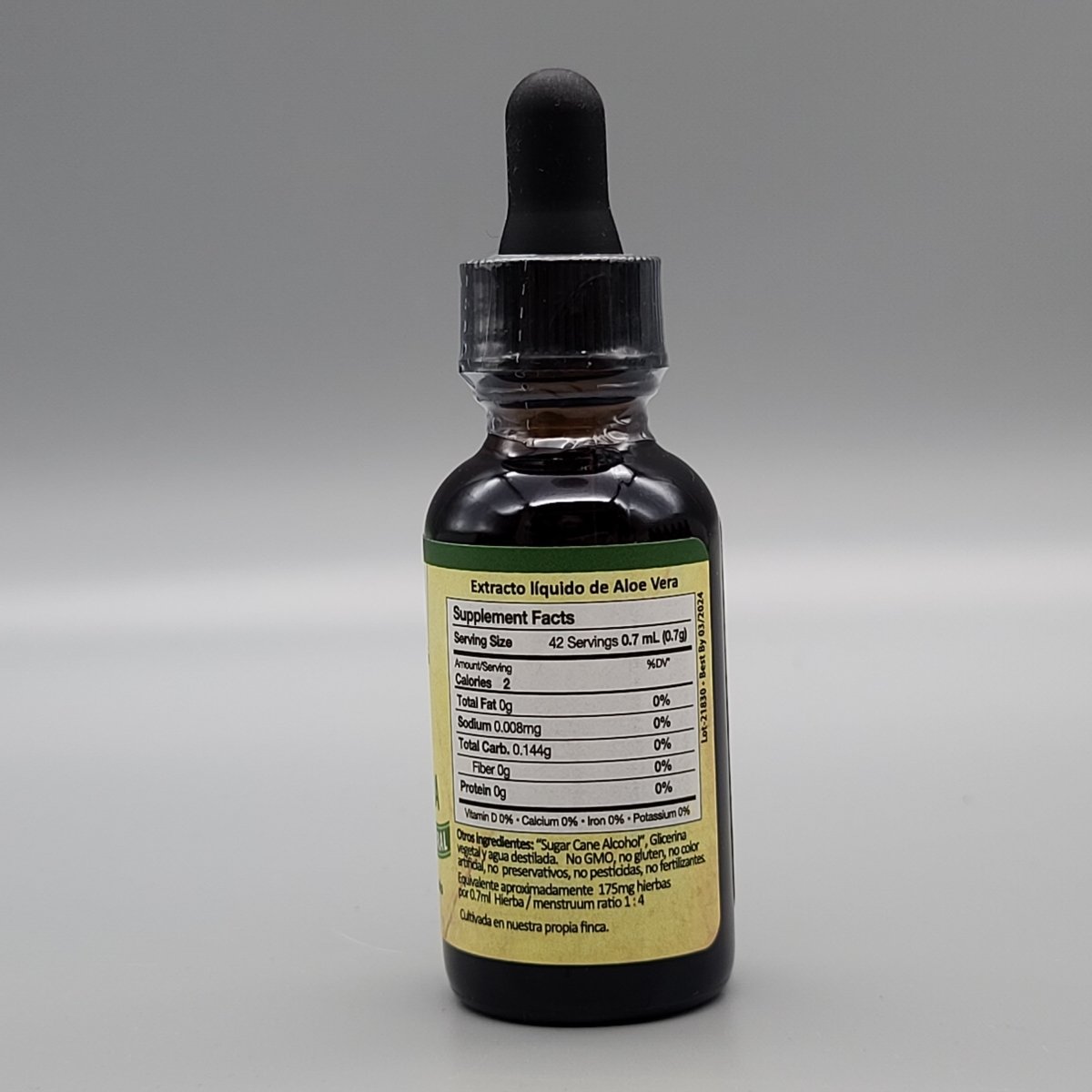 Aloe Vera - Liquido - Gotas - 1oz de E & D Herbs — vista posterior del envase