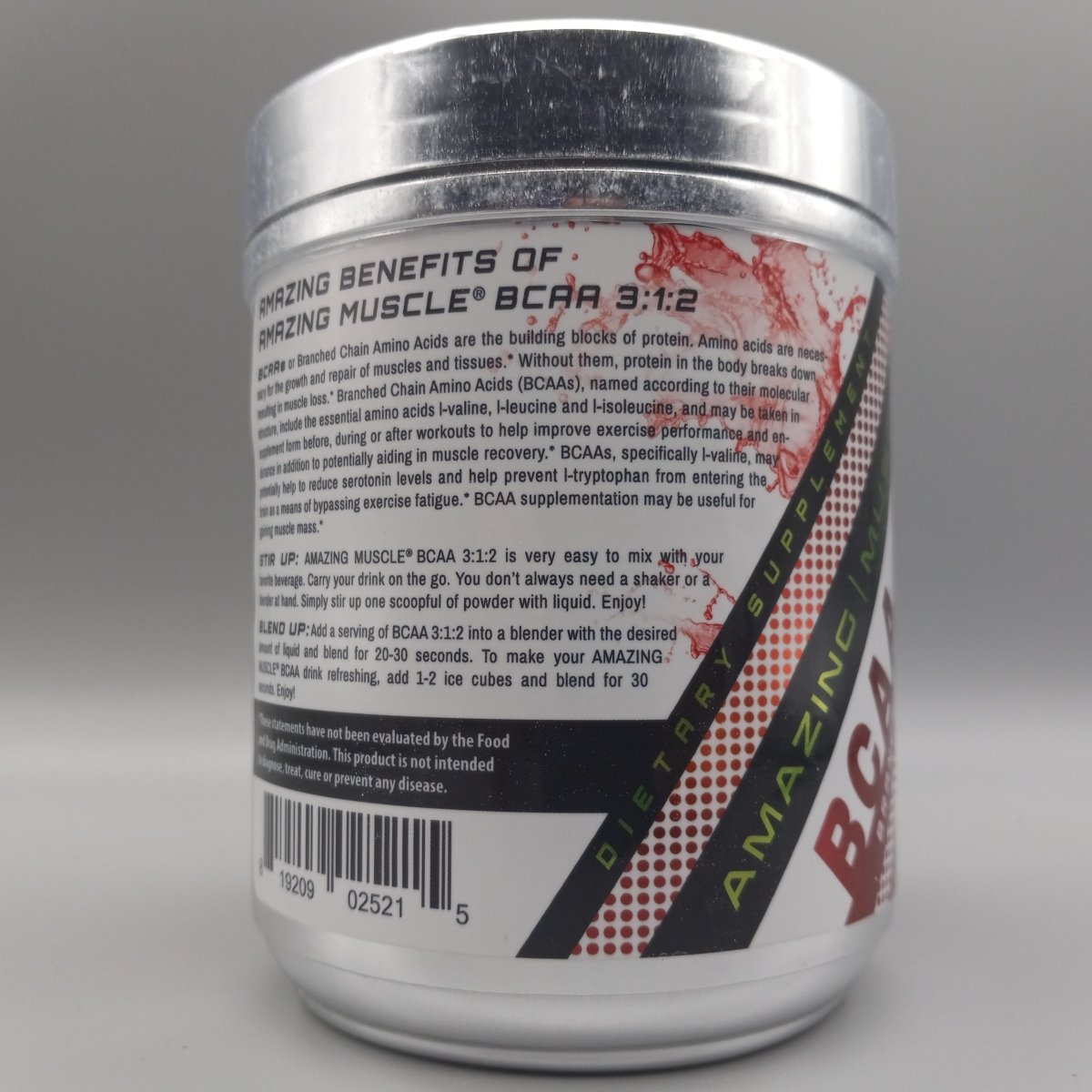 Amazing Muscle - BCAA 3:1:2 - 60 Servings - 468g - Fruit Punch de Amazing Nutrition — vista posterior