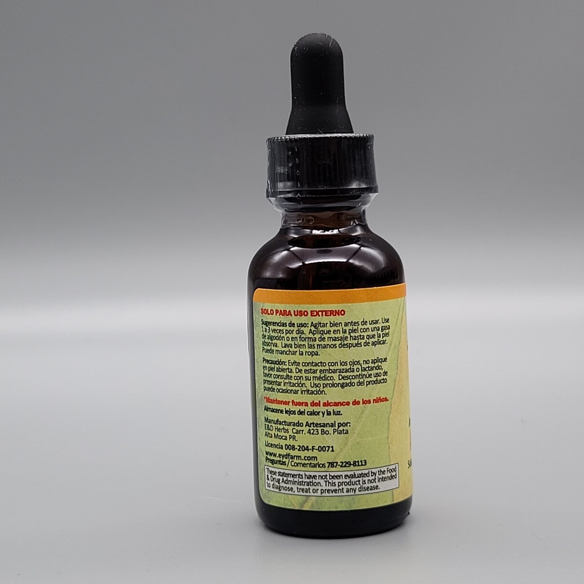 Arnica - Liquido - Gotas - 1oz de E & D Herbs — vista posterior del envase