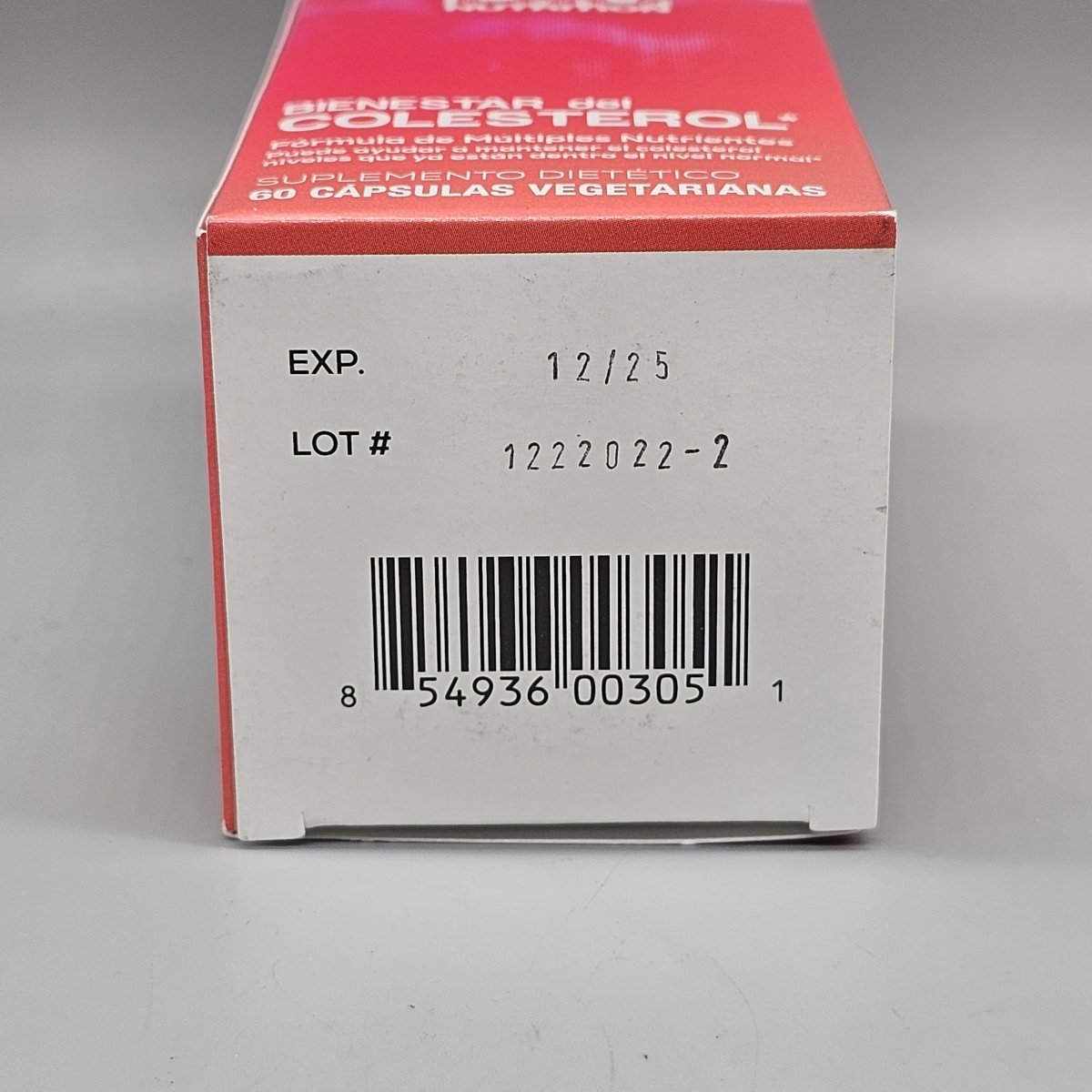 Cholesterol Wellness - 1,285mg 60 Cápsulas Vegetarianas de Bio Nutrition — vista lateral del envase (foto de archivo)