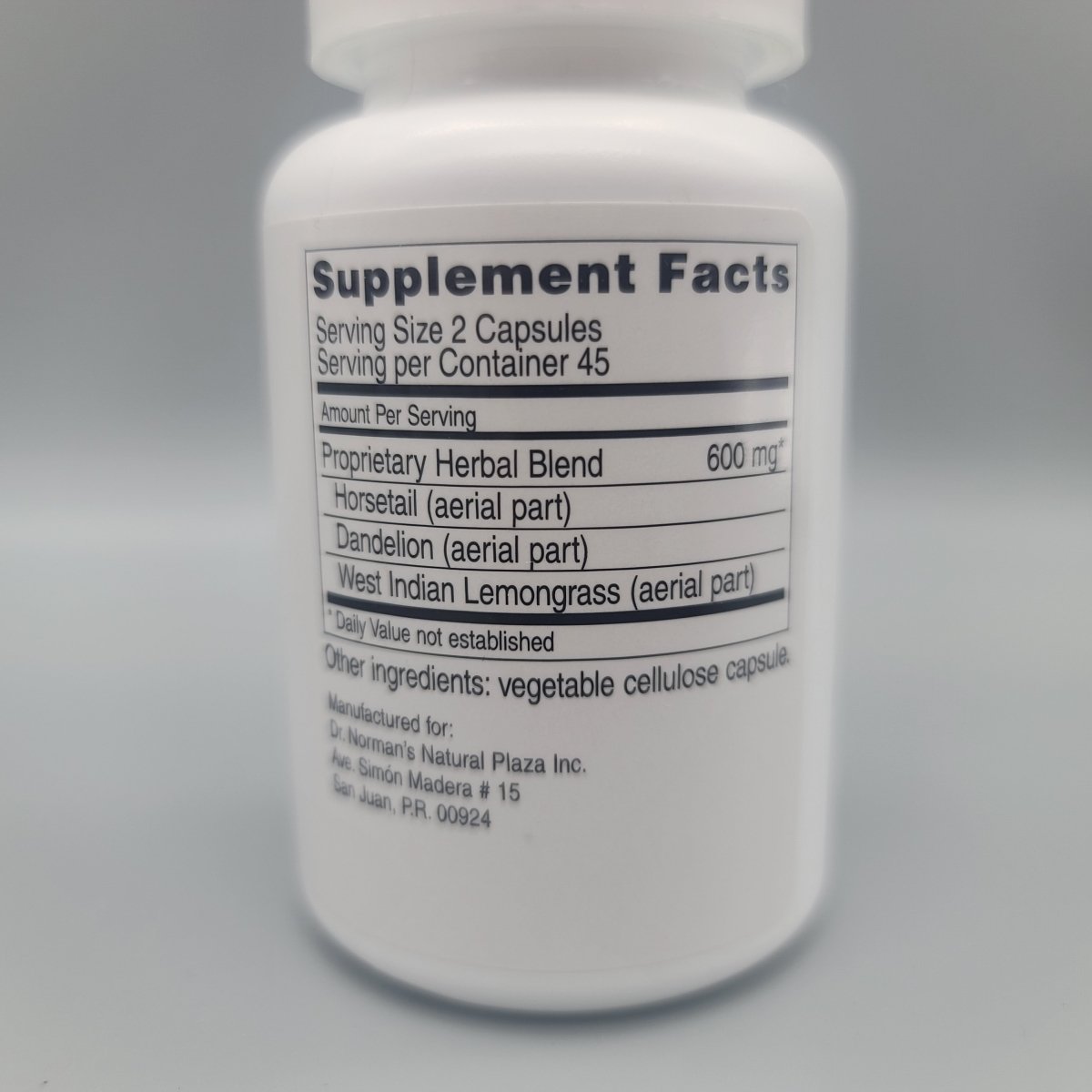 Dr. Norman's- Uriplex- 90 Capsulas — etiqueta con los ingredientes