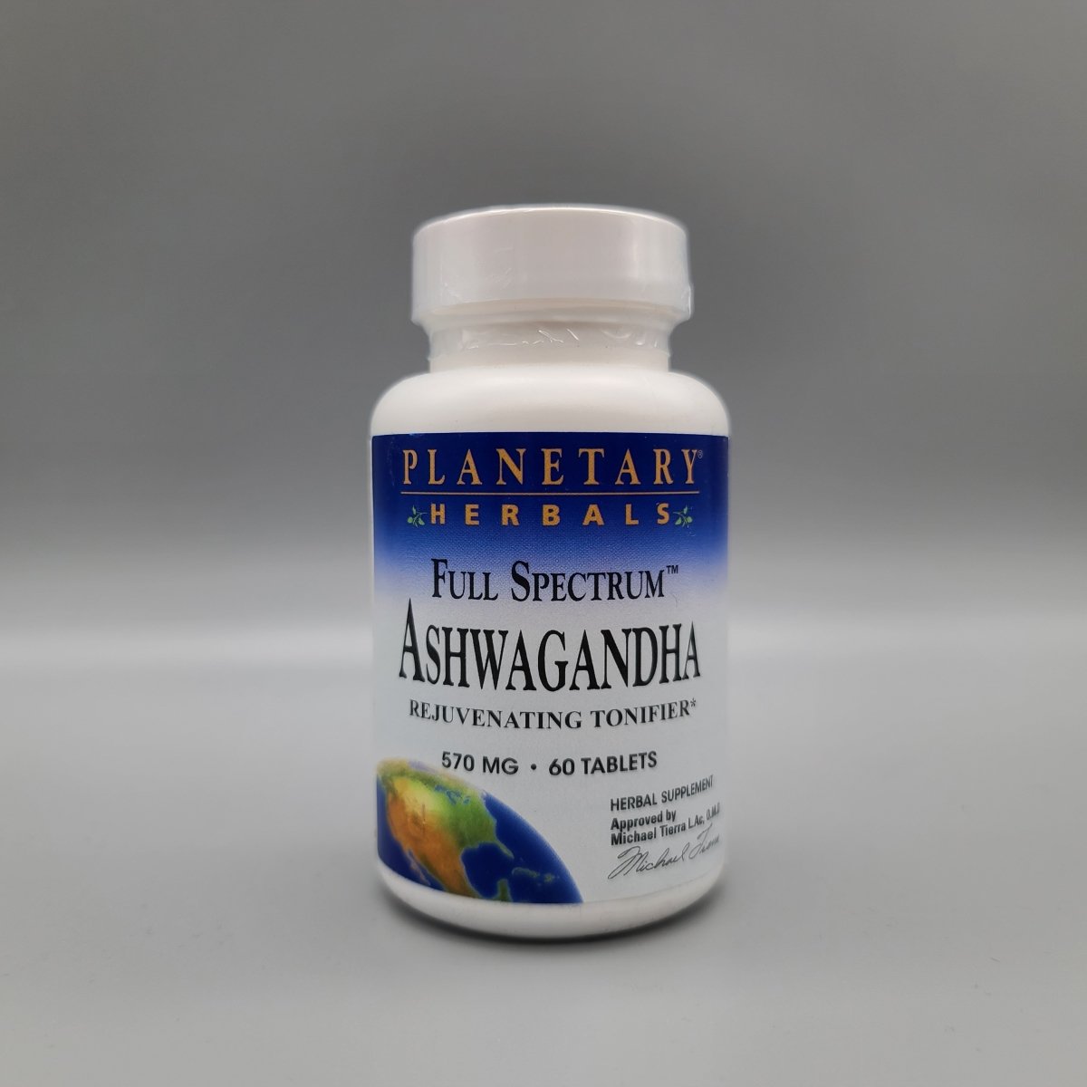 Planetary Herbals Ashwagandha Full Spectrum 570 mg 60 tabletas (foto de archivo)