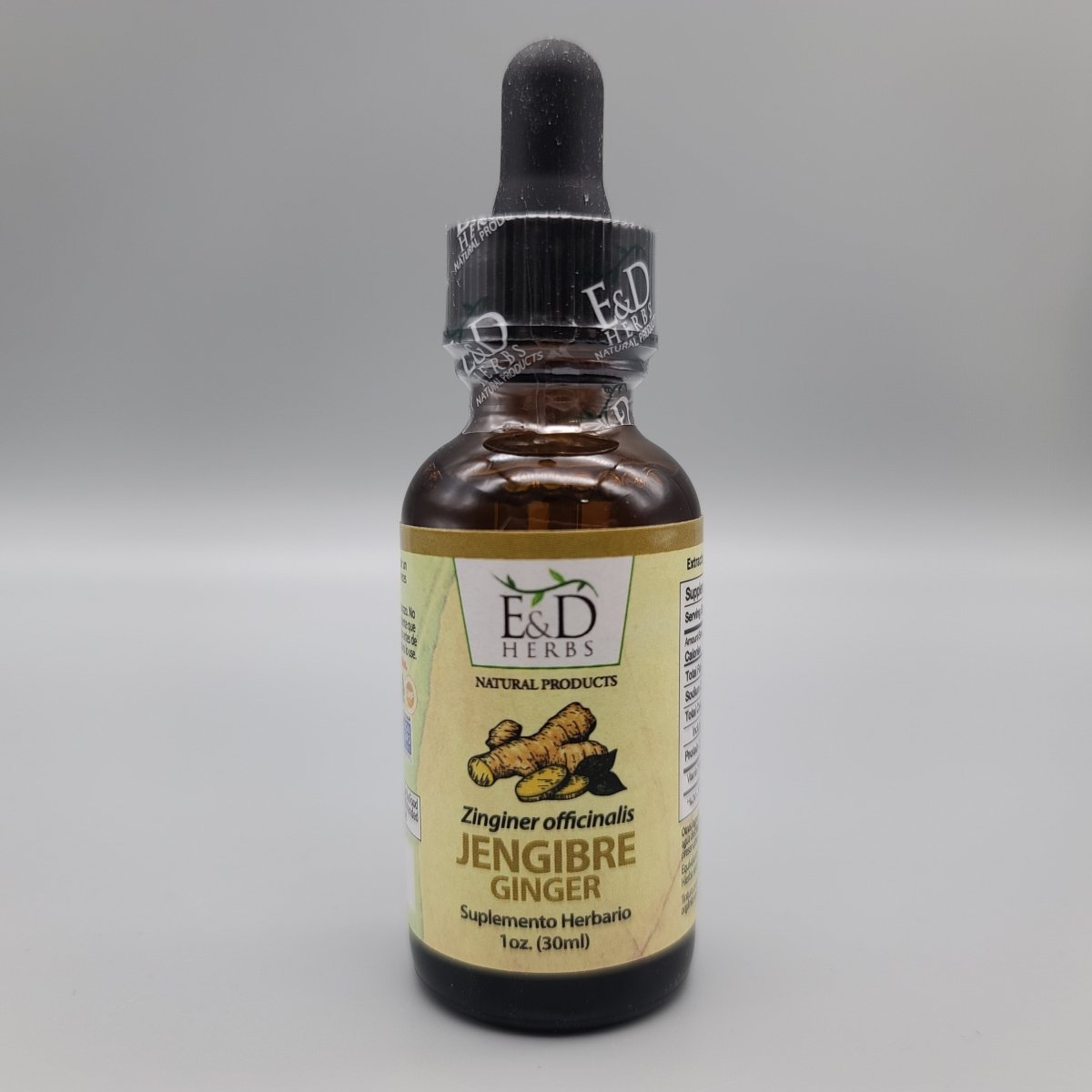 Jengibre en Gotas 1 oz Tintura para Digestión y Náuseas de E & D Herbs