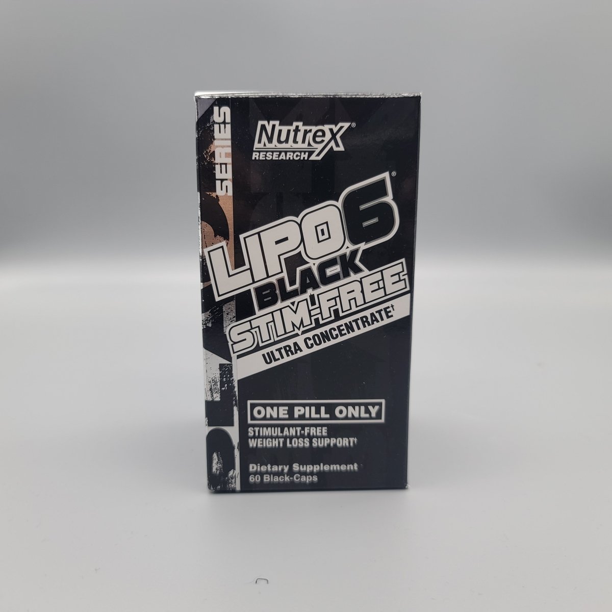 Caja de Lipo-6 Black Stim-Free de Nutrex con 60 cápsulas sin estimulantes