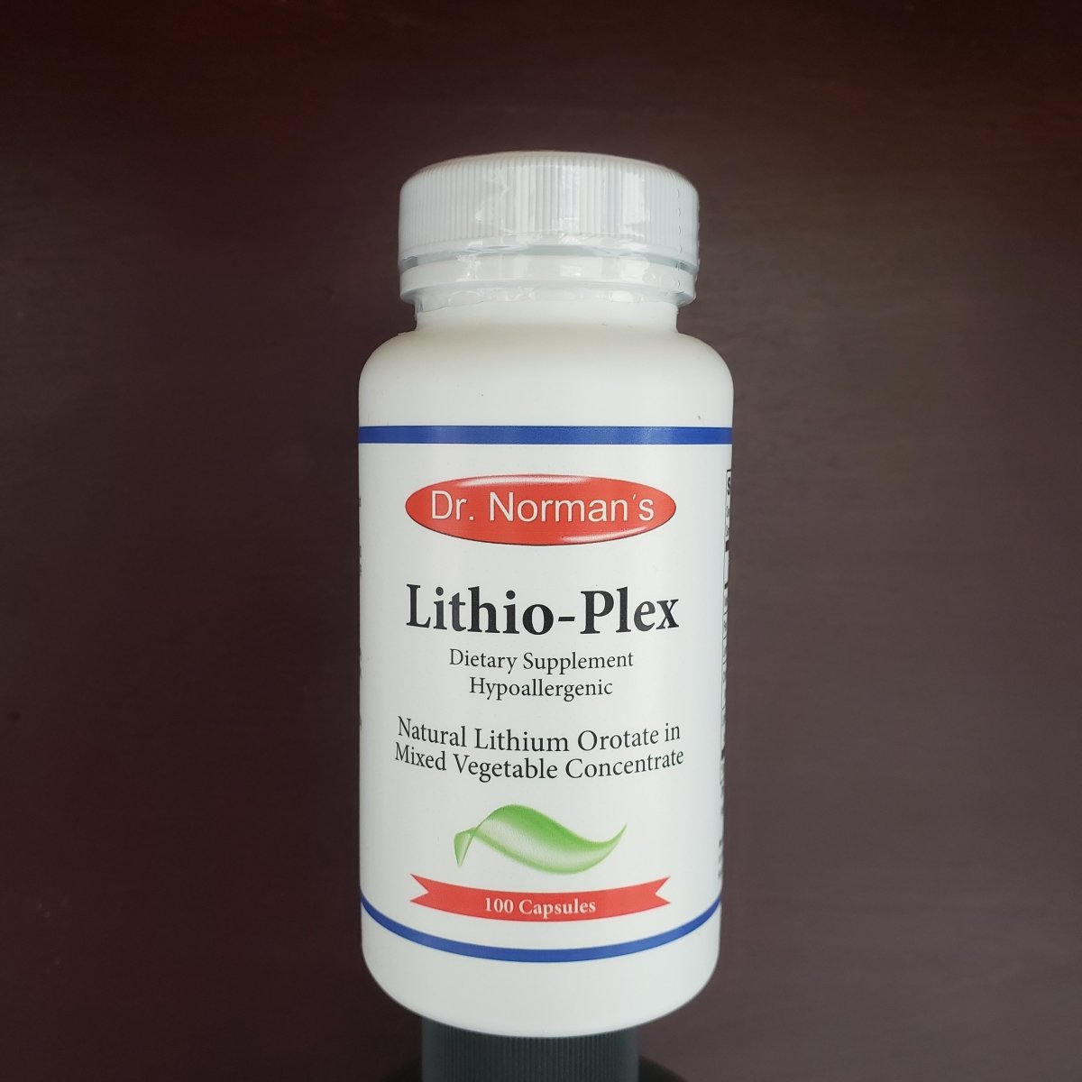 Lithio-Plex Dr. Norman 100 cápsulas valeriana y litio orotato (foto de archivo)