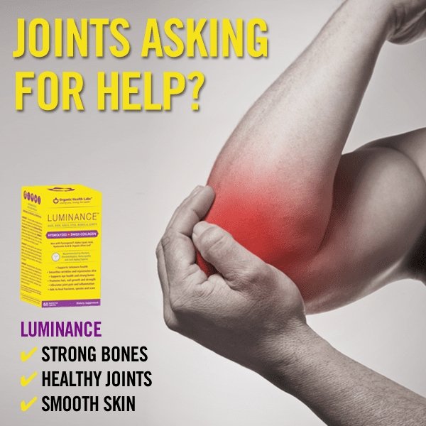 Luminance colágeno suizo Organic Health Labs 60 cápsulas — vista posterior del envase