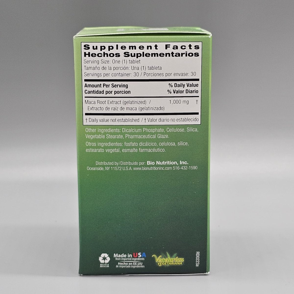 Maca-Max 1000 mg 30 Tabletas para Energía y Vitalidad — vista posterior del envase