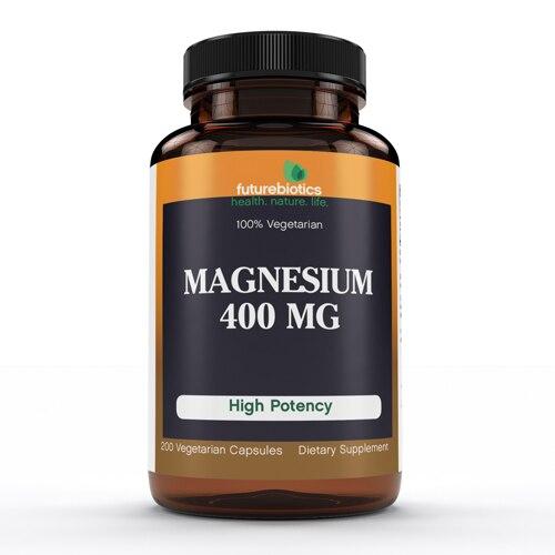 Magnesium 400mg 100-200 Vegetarian Capsules (foto de archivo)
