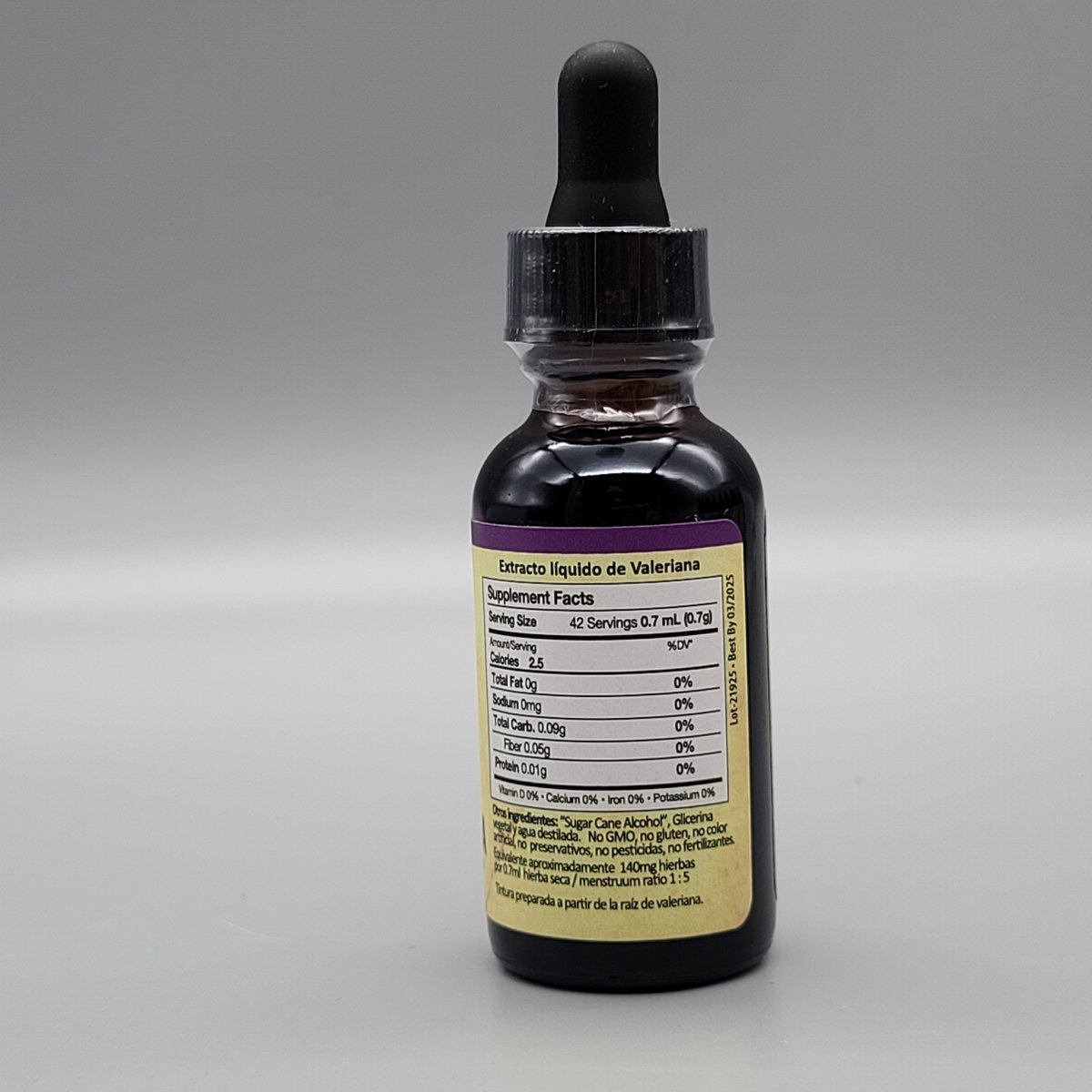 Raíz Valeriana - Liquido - Gotas - 1oz de E & D Herbs — vista posterior del envase