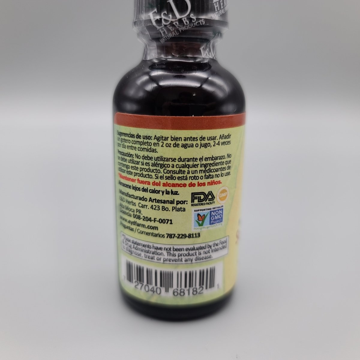 Hierba de San Juan E&D Herbs, Extracto en Gotas 1 oz (30 mL) — vista posterior del envase