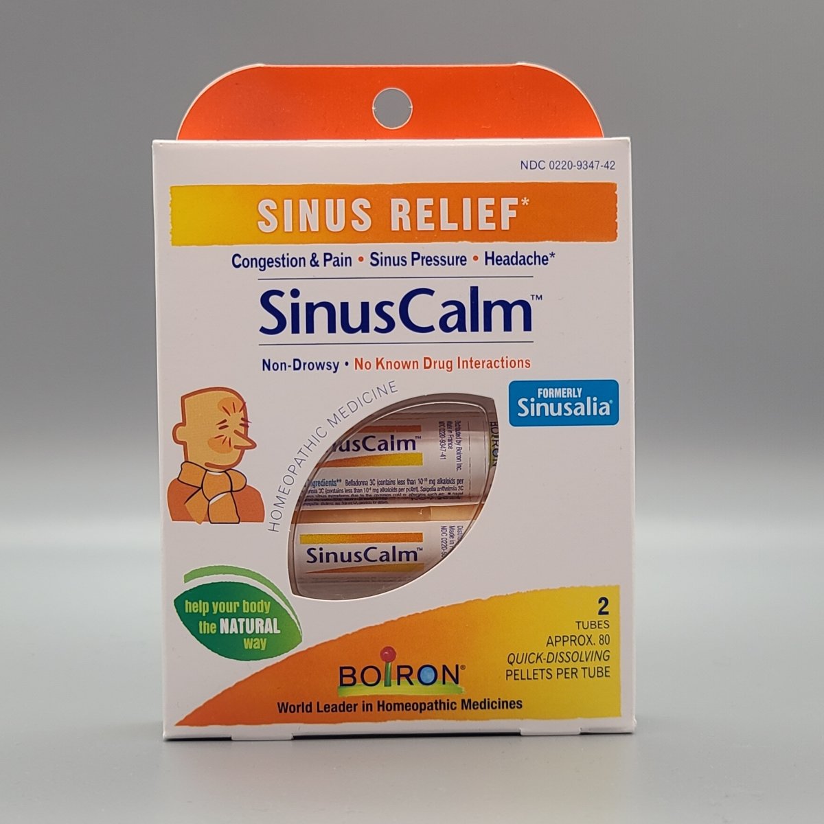 Caja Boiron SinusCalm, antes Sinusalia, SINUS RELIEF*, homeopático, 2 tubos de unos 80 pellets