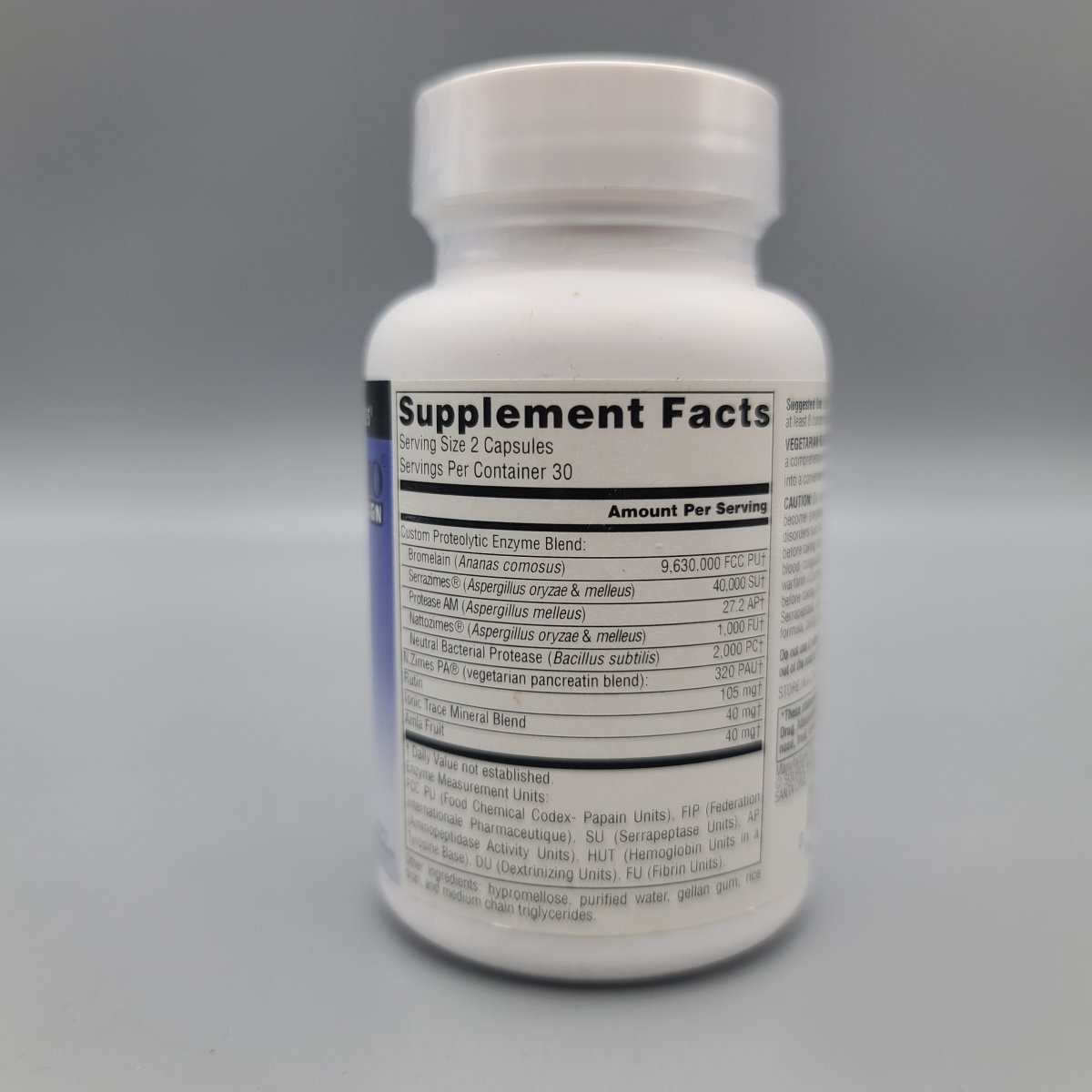 Supplement Facts de Rejuvenzyme Source Naturals: mezcla de enzimas proteolíticas, rutina 105 mg, amla 40 mg