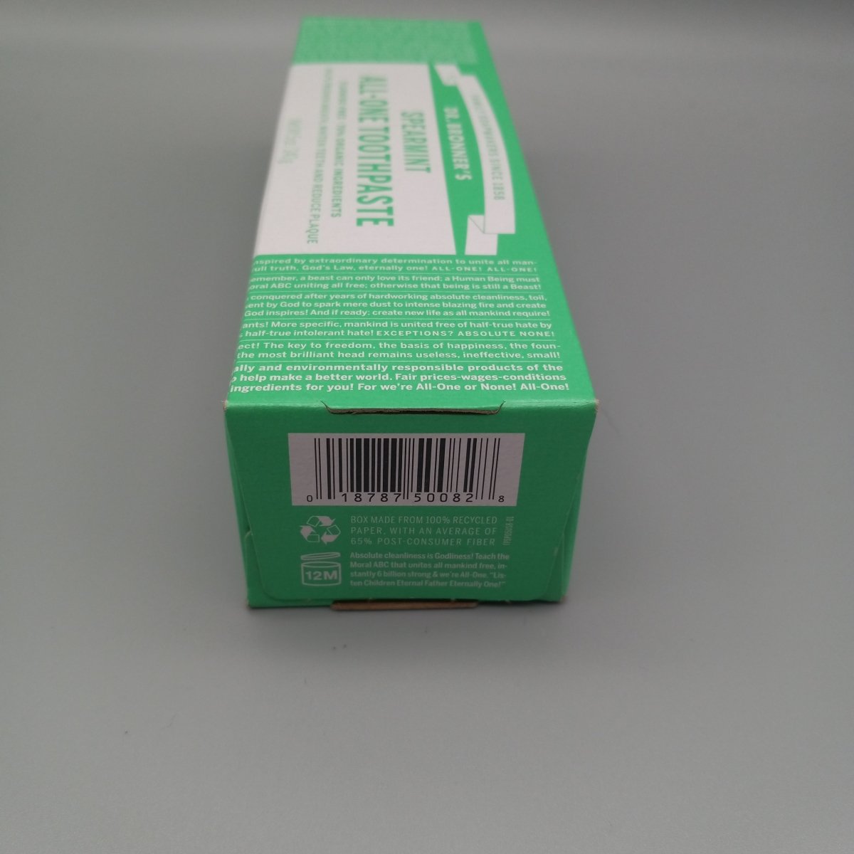 Spearmint All-One Toothpaste - Fluoride Free - Whiten Teeth & Reduce Plaque - 5oz de Dr. B — vista lateral