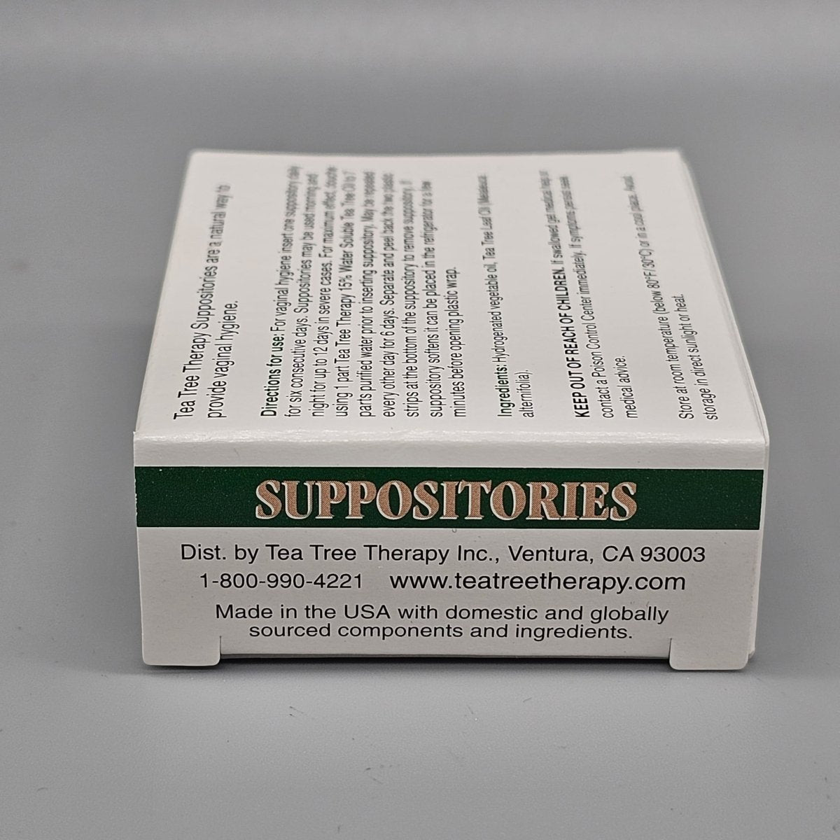 Supositorios vaginales de árbol de té Tea Tree Therapy, caja de 6 unidades — detalle del producto