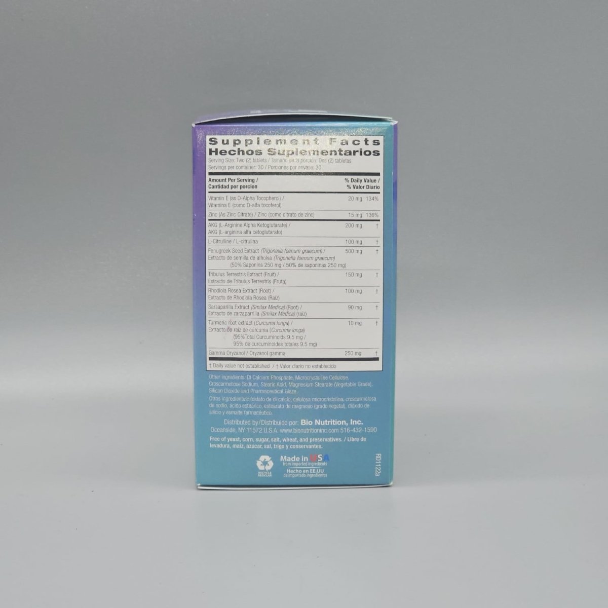 Testosterone Wellness for Men - 60 Tablets - Bio Nutrition — detalle (foto de archivo)