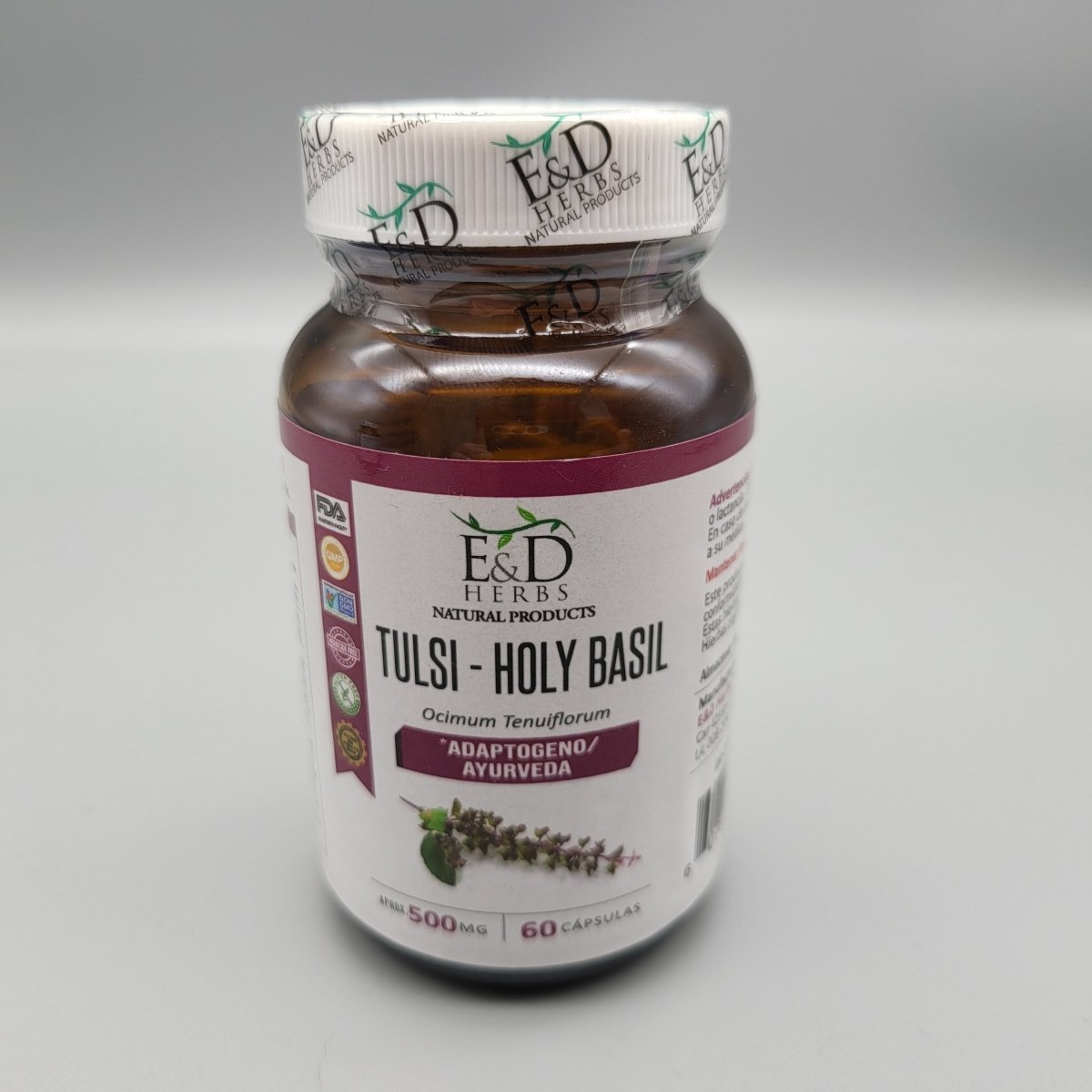 Tulsi - Holy Basil - 500mg - 60 Capsulas (foto de archivo)