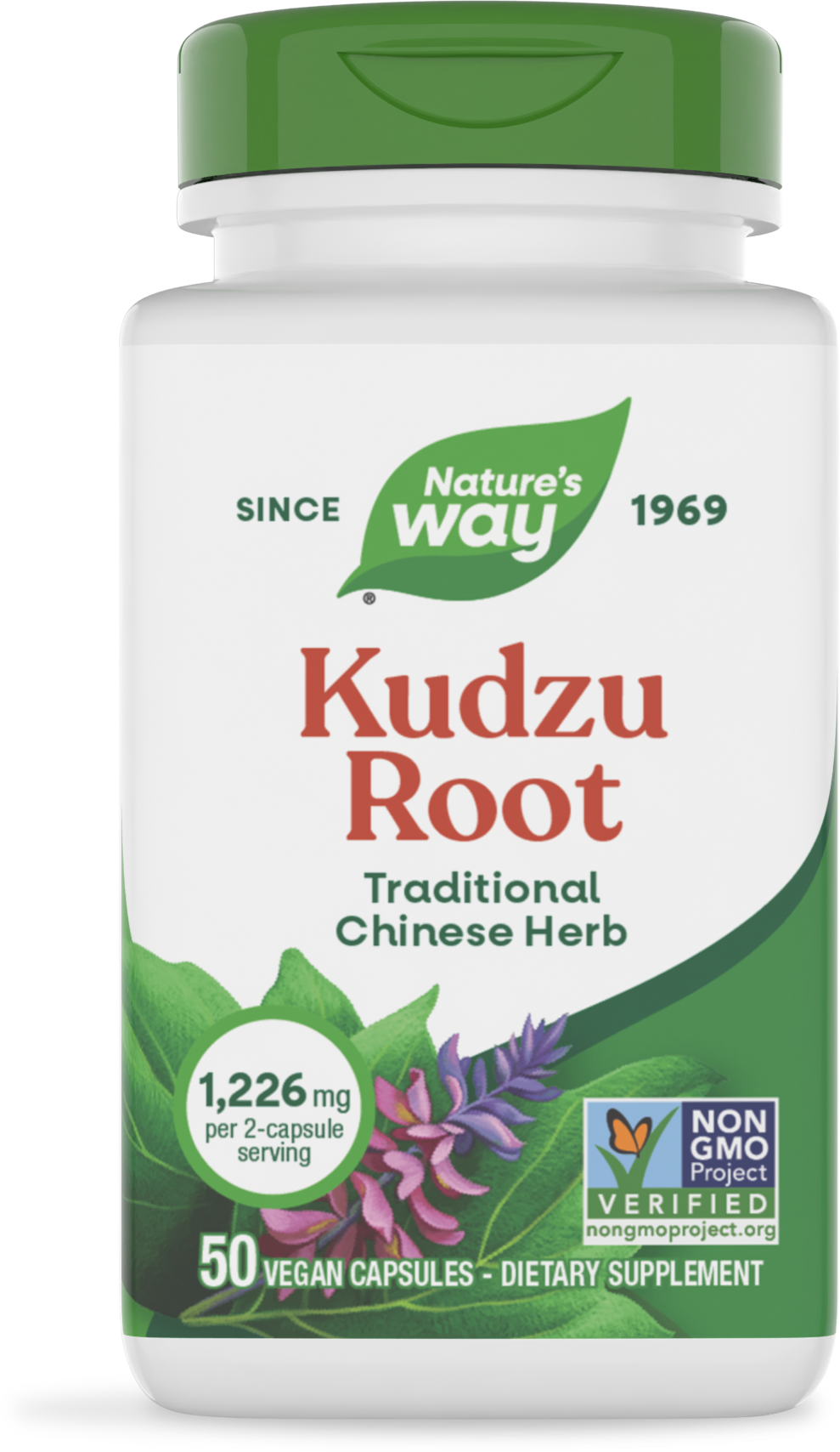 Frasco de Kudzu Root de Nature's Way, 1,226 mg por 2 cápsulas, 50 cápsulas veganas