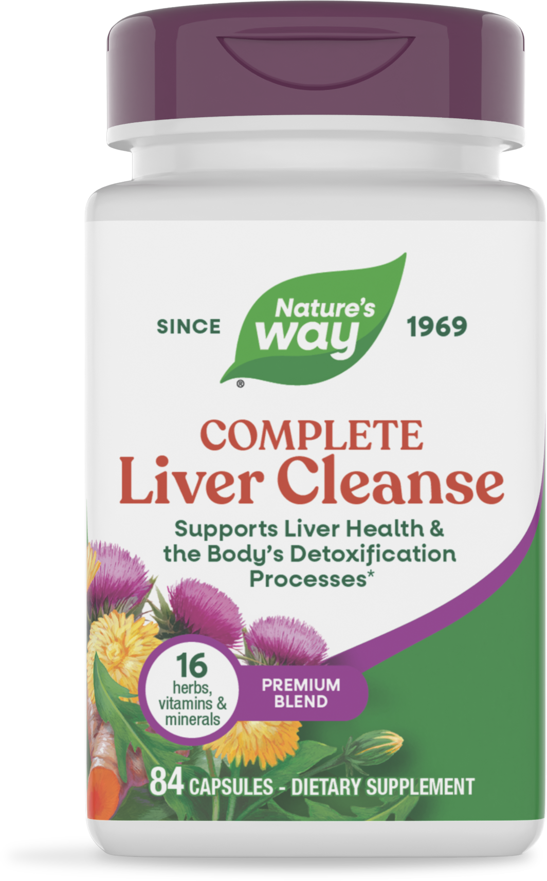 Frasco de Complete Liver Cleanse, Nature's Way, 84 cápsulas, con flores de cardo