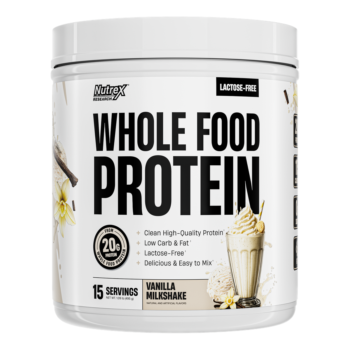 Proteína Nutrex Whole Food Protein Vanilla Milkshake 15 porciones