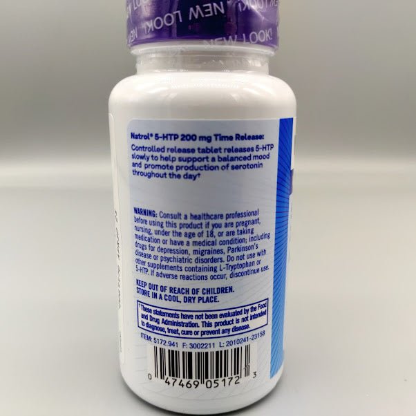 5-HTP - Mood & Stress - 200mg - 30 Tablets de Natrol — vista posterior