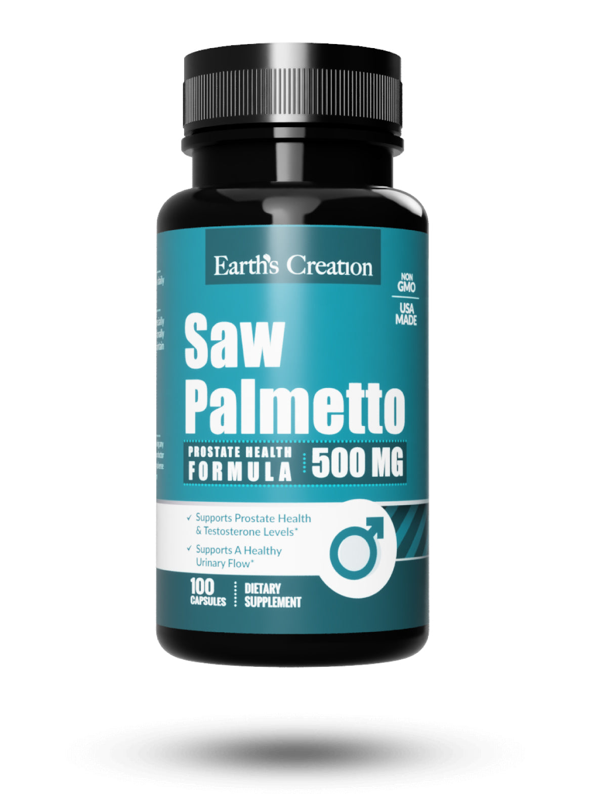 Saw Palmetto 500 mg Earth's Creation para Próstata, 100 Cápsulas