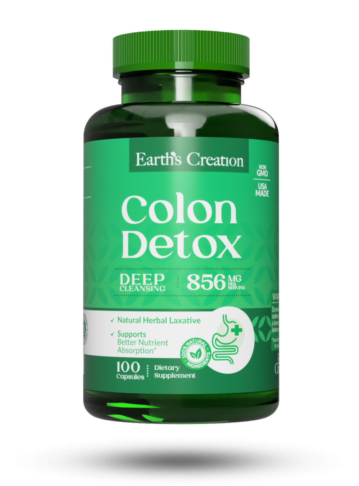 Colon Detox 14X Earth's Creation para el estreñimiento y la regularidad, 100 cápsulas