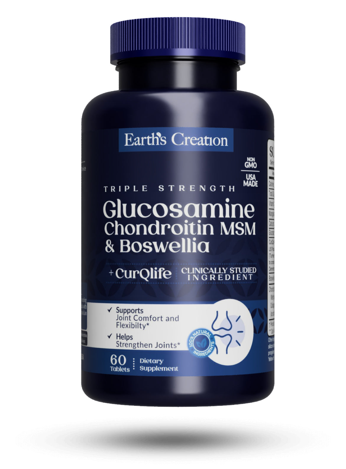 Glucosamina, Condroitina y MSM con Boswellia y cúrcuma CurQLife, 60 tabletas