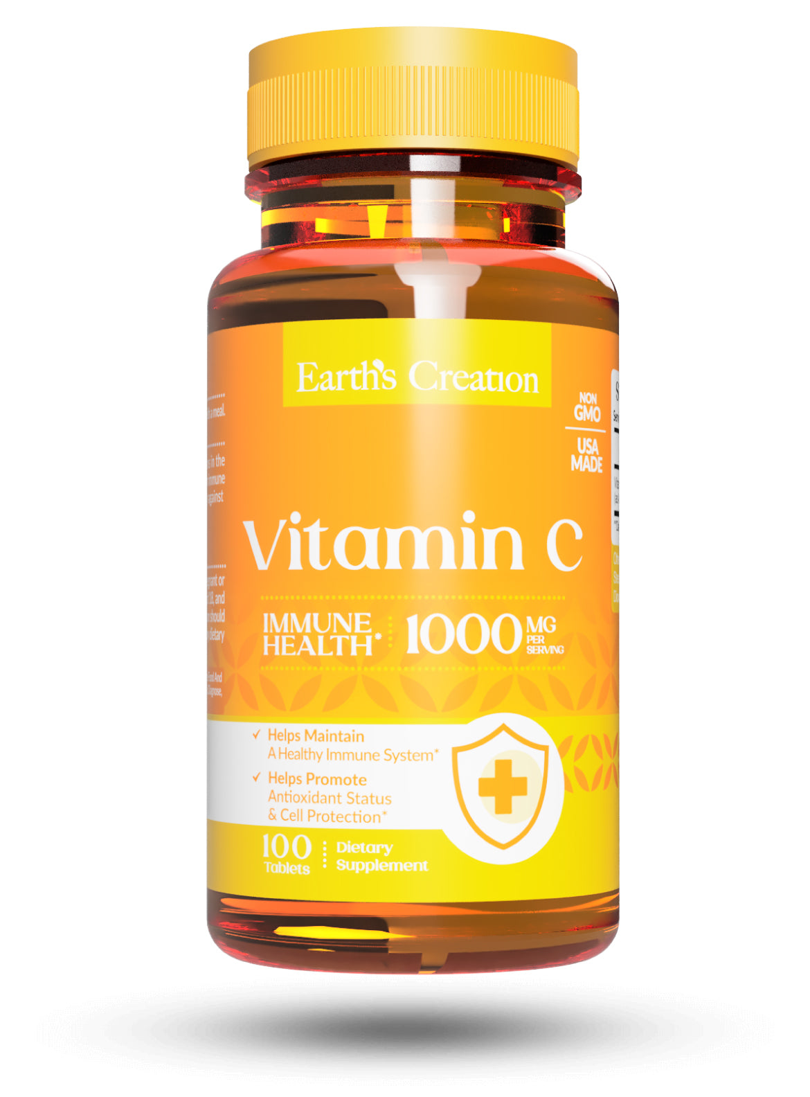 Vitamina C 1000 mg Earth's Creation en tableta recubierta para las defensas, 100 tabletas