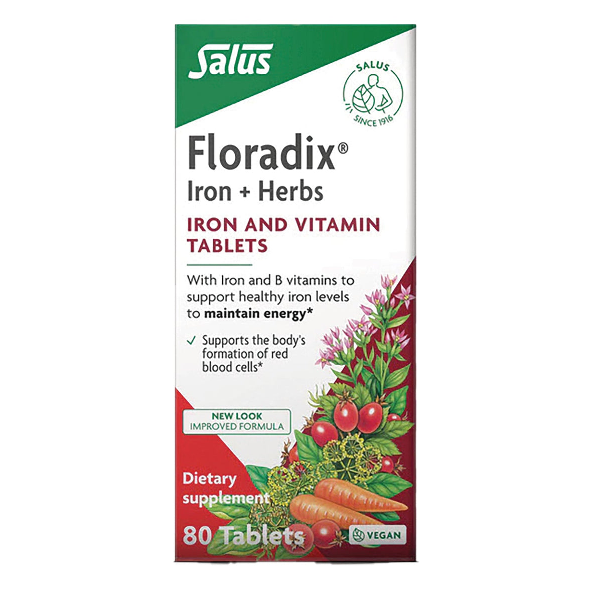Floradix Hierro + Hierbas en tabletas para el cansancio y la energía, 80 tabletas
