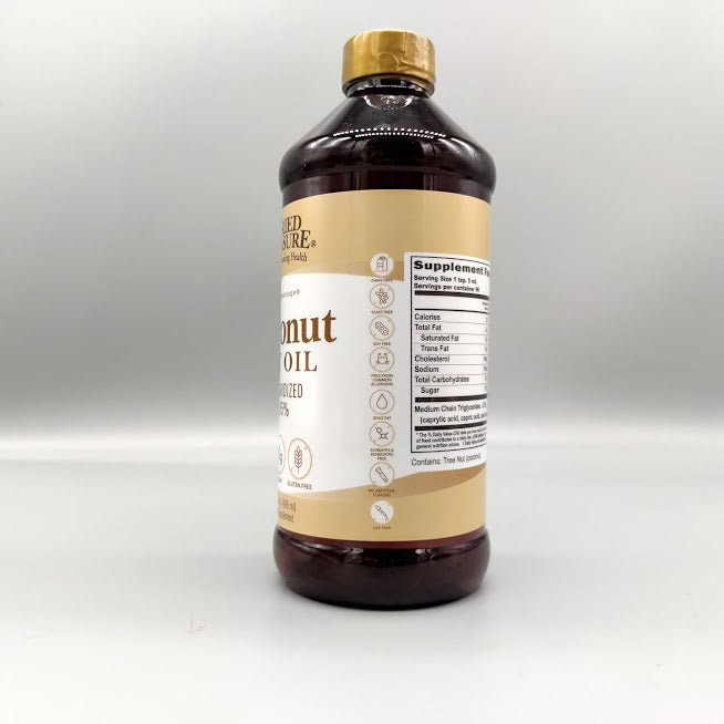 Aceite de coco Coconut Oil MCT - 16 fl oz de Buried Treasure — vista lateral del envase