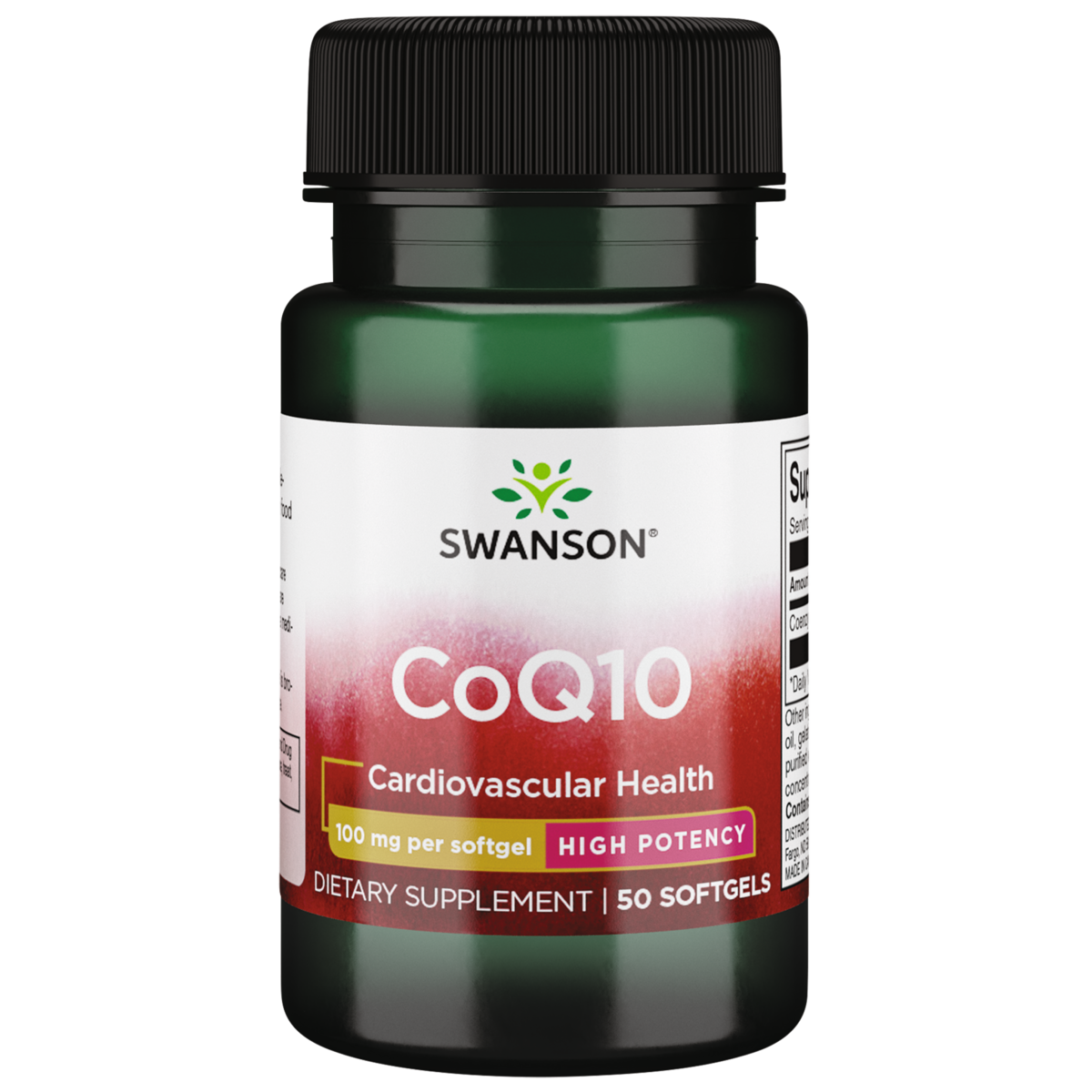 Frasco de CoQ10 de Swanson de alta potencia, 100 mg por cápsula blanda, «Cardiovascular Health», 50 cápsulas blandas