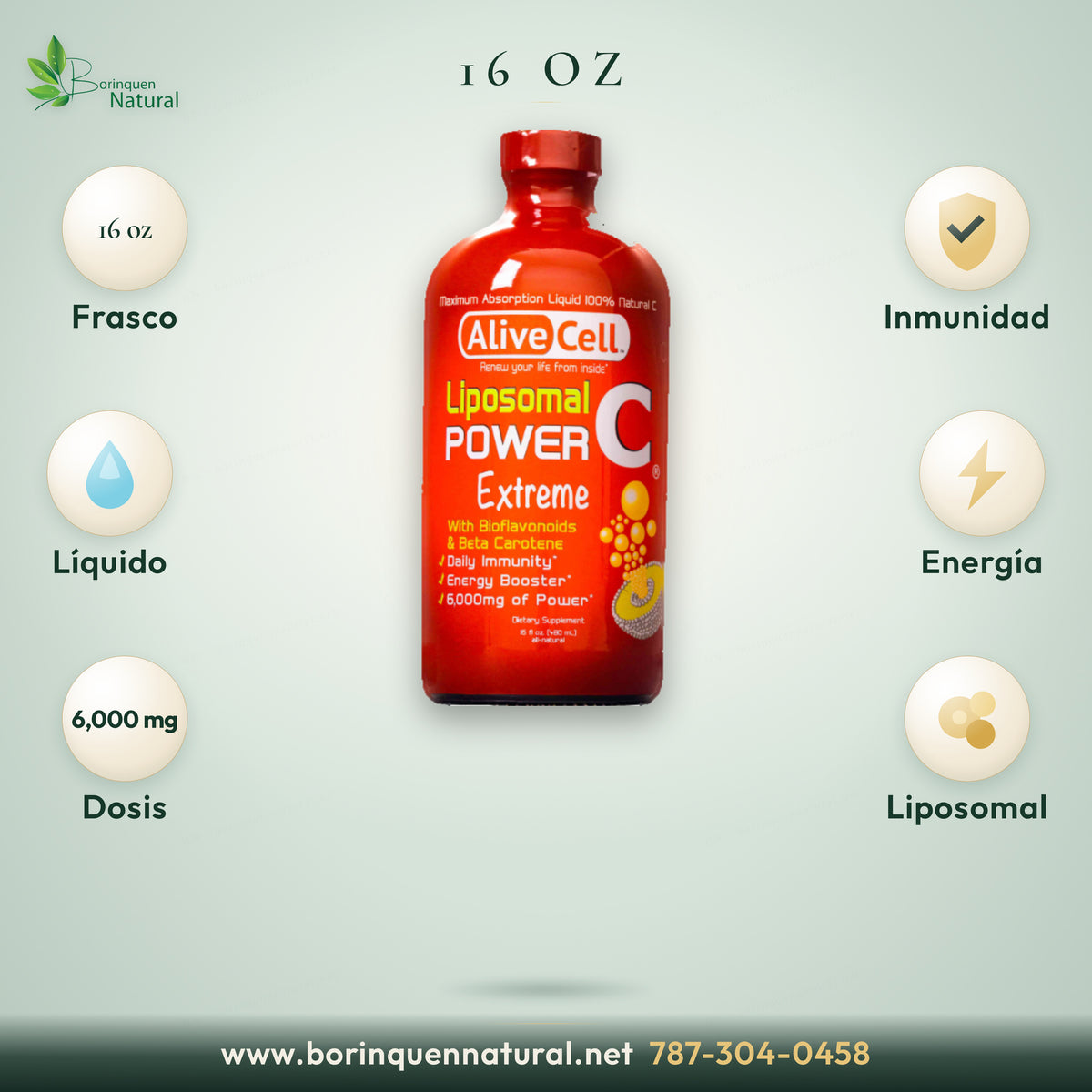 Power C vitamina C liposomal 16 oz — frasco líquido 6,000 mg