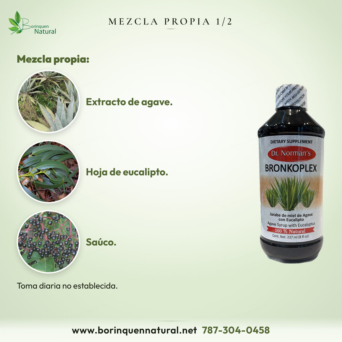 Mezcla propia de Bronkoplex, parte 1: extracto de agave, hoja de eucalipto y saúco
