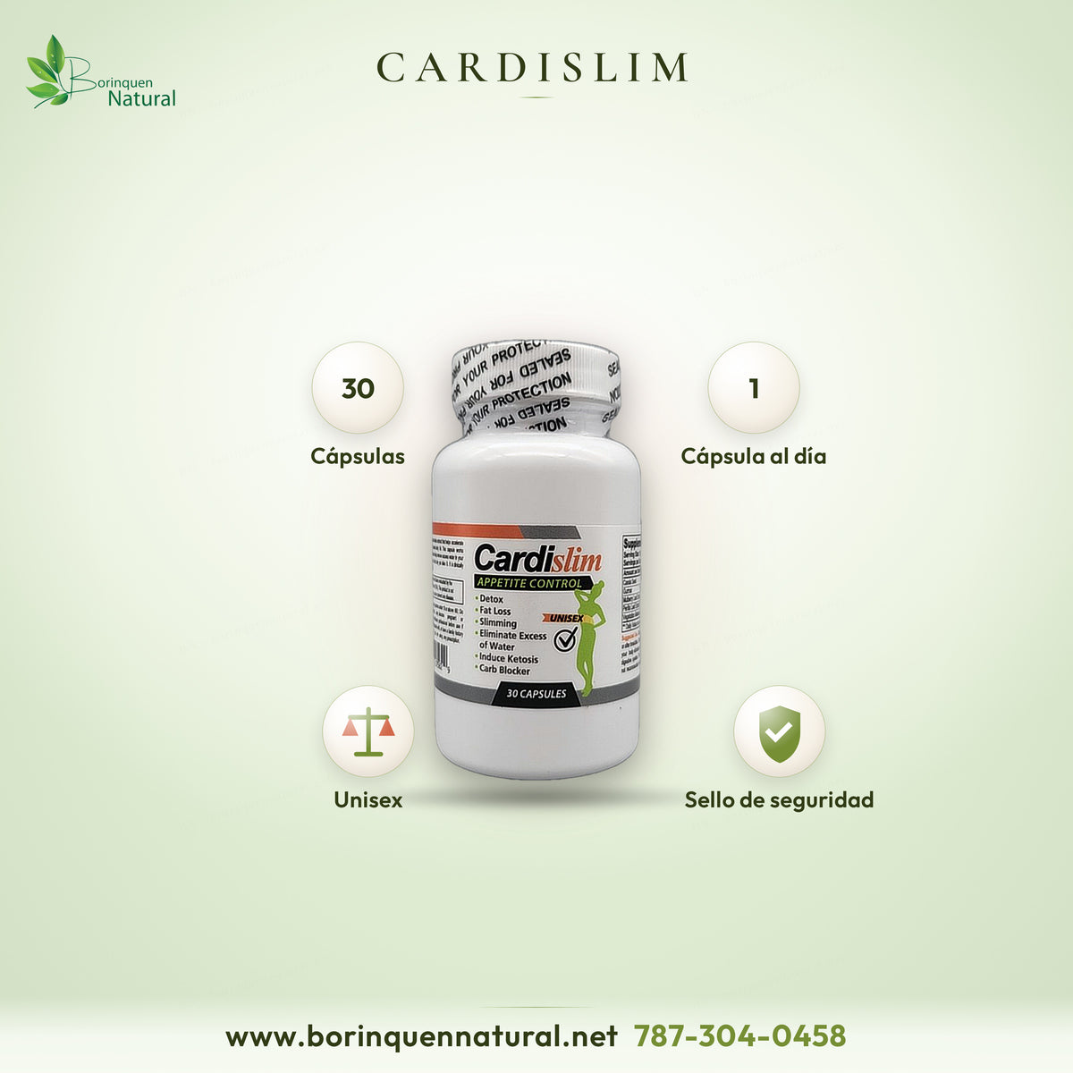 Cardislim de Optimus Wellness Solutions, frasco de 30 cápsulas, fórmula unisex de una cápsula al día