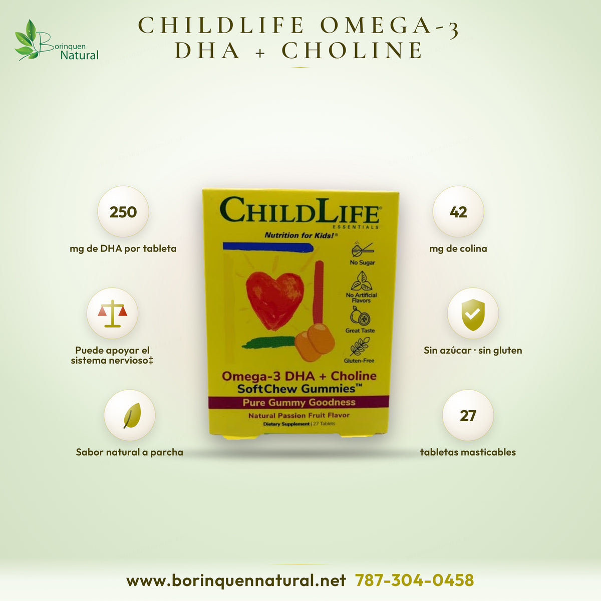 Omega-3 DHA + Colina ChildLife para Niños, 27 Masticables Sin Azúcar