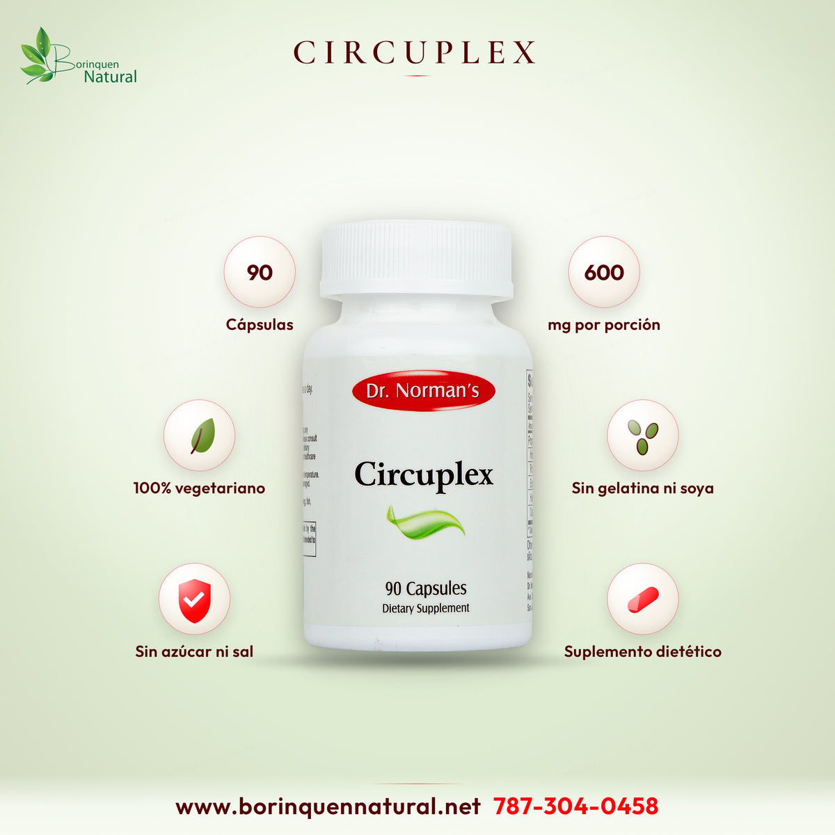 Circuplex de Dr. Norman's, suplemento dietético de hierbas en 90 cápsulas, producto 100% vegetariano