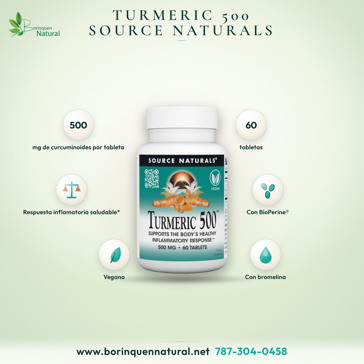 Source Naturals Turmeric 500 graphic: 500 mg curcuminoids per tablet, 60 tablets