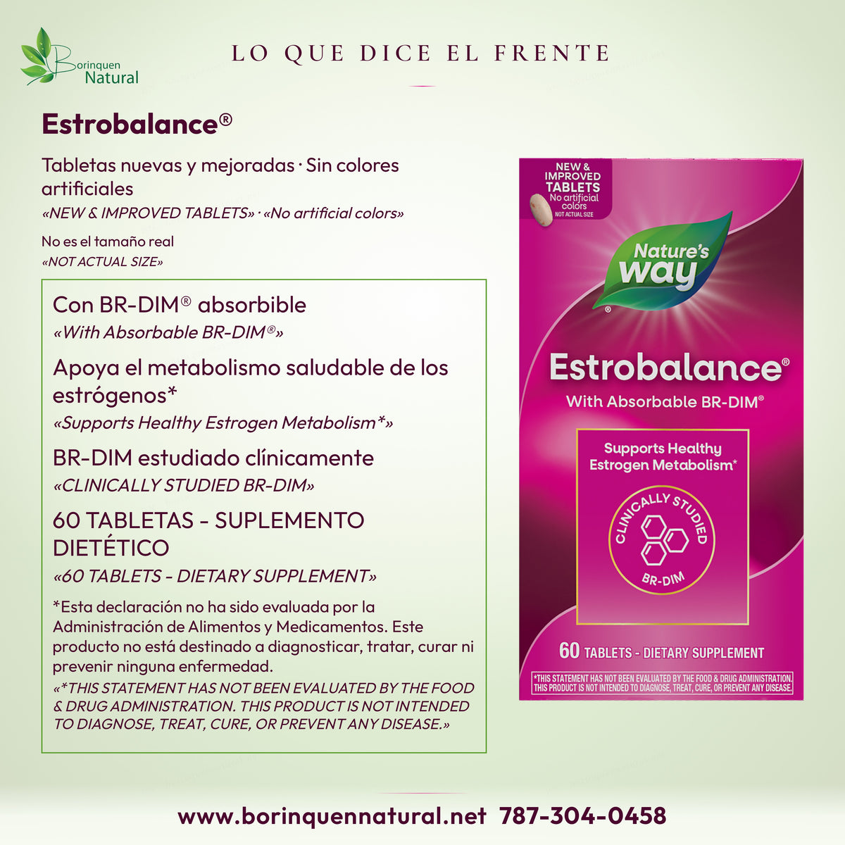 Estrobalance: BR-DIM absorbible y apoyo al metabolismo saludable de los estrógenos; 60 tabletas.