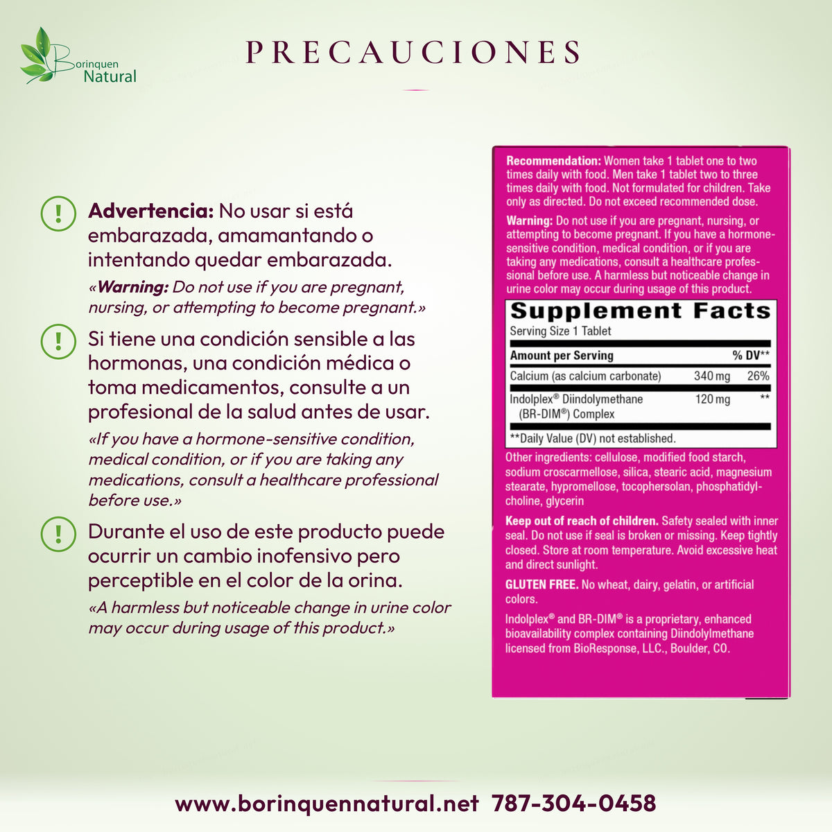 Estrobalance: avisos de embarazo, lactancia, consulta profesional y posible cambio de color de la orina.