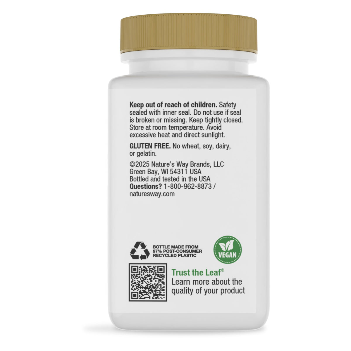 Zinc con Vitamina C y Equinácea de Nature's Way: etiqueta del envase, lateral con advertencias y fabricante