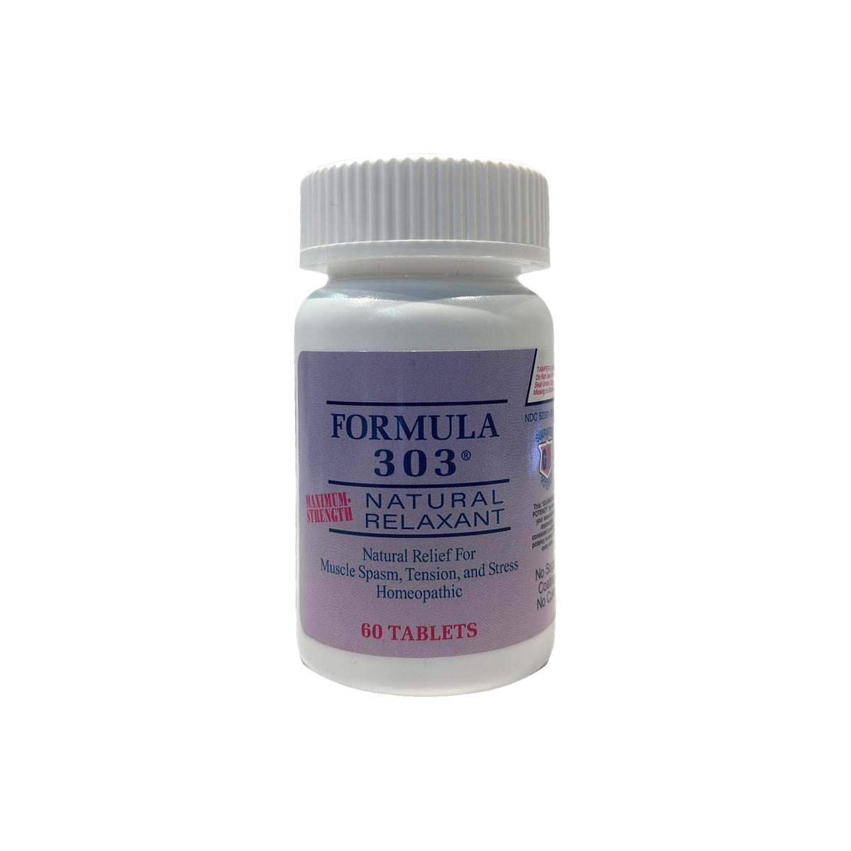 Formula 303 Maximum-Strength Natural Relaxant de Dee Cee Laboratories, homeopático, frasco de 60 tabletas